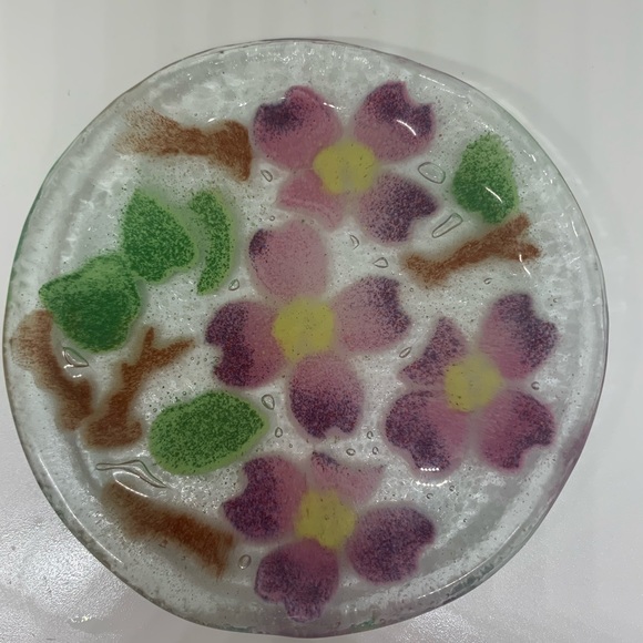 Set of 6 FUSED GLASS FLORAL COASTERS - Picture 5 of 9